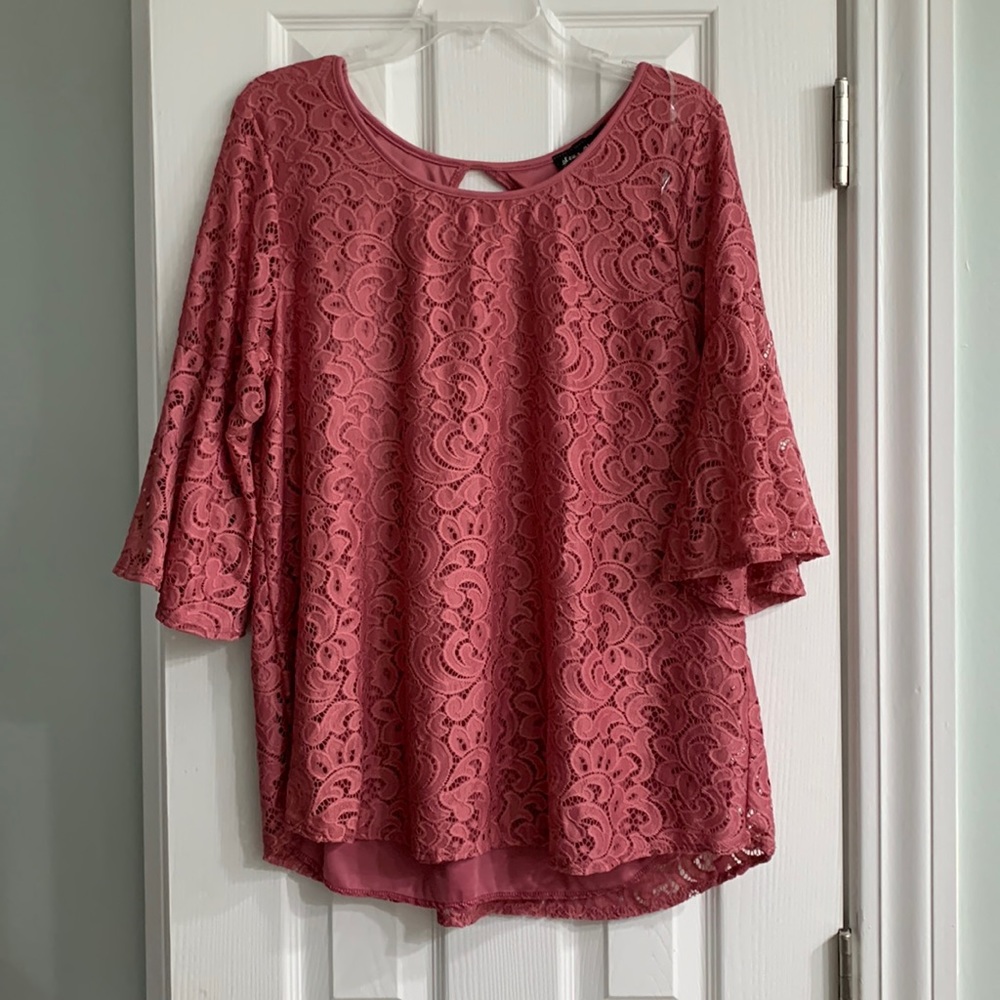 Lace top with flare sleeves
